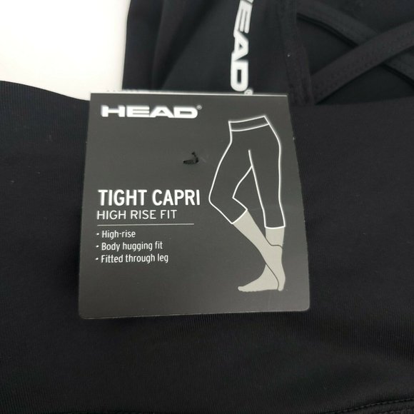 Head Womens Black High Rise Elastic Waist Criss Cross Tight Capri Pants Size 3X - Picture 8 of 15